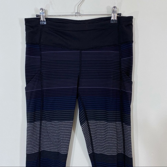 Lululemon Om Stripe Speed Tight Black Gray Grey Pockets Luxtreme Full Length 8 - Picture 3 of 7